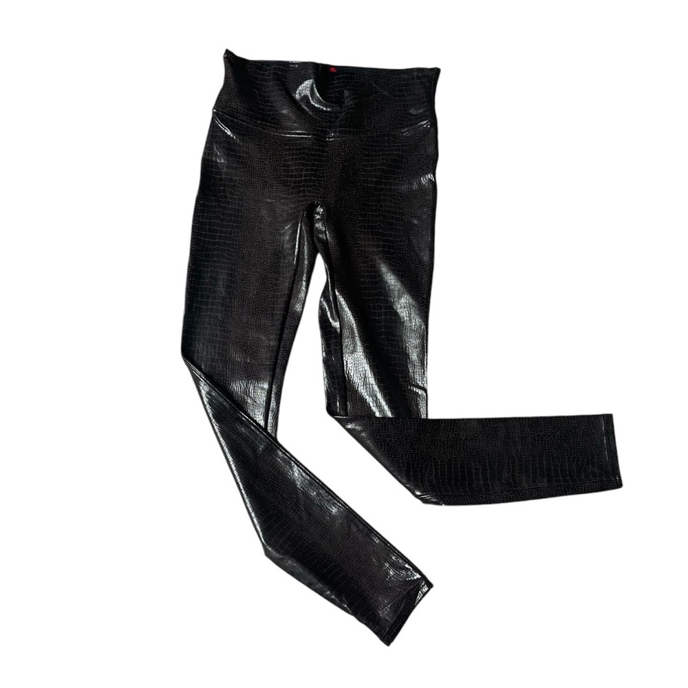 Brown Spanx faux snakeskin leggings